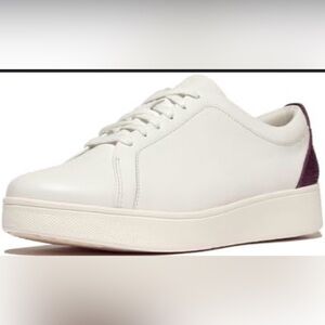 FIT FLOP Ladies Rally Leather Sneakers with Burgundy backs size 8.5